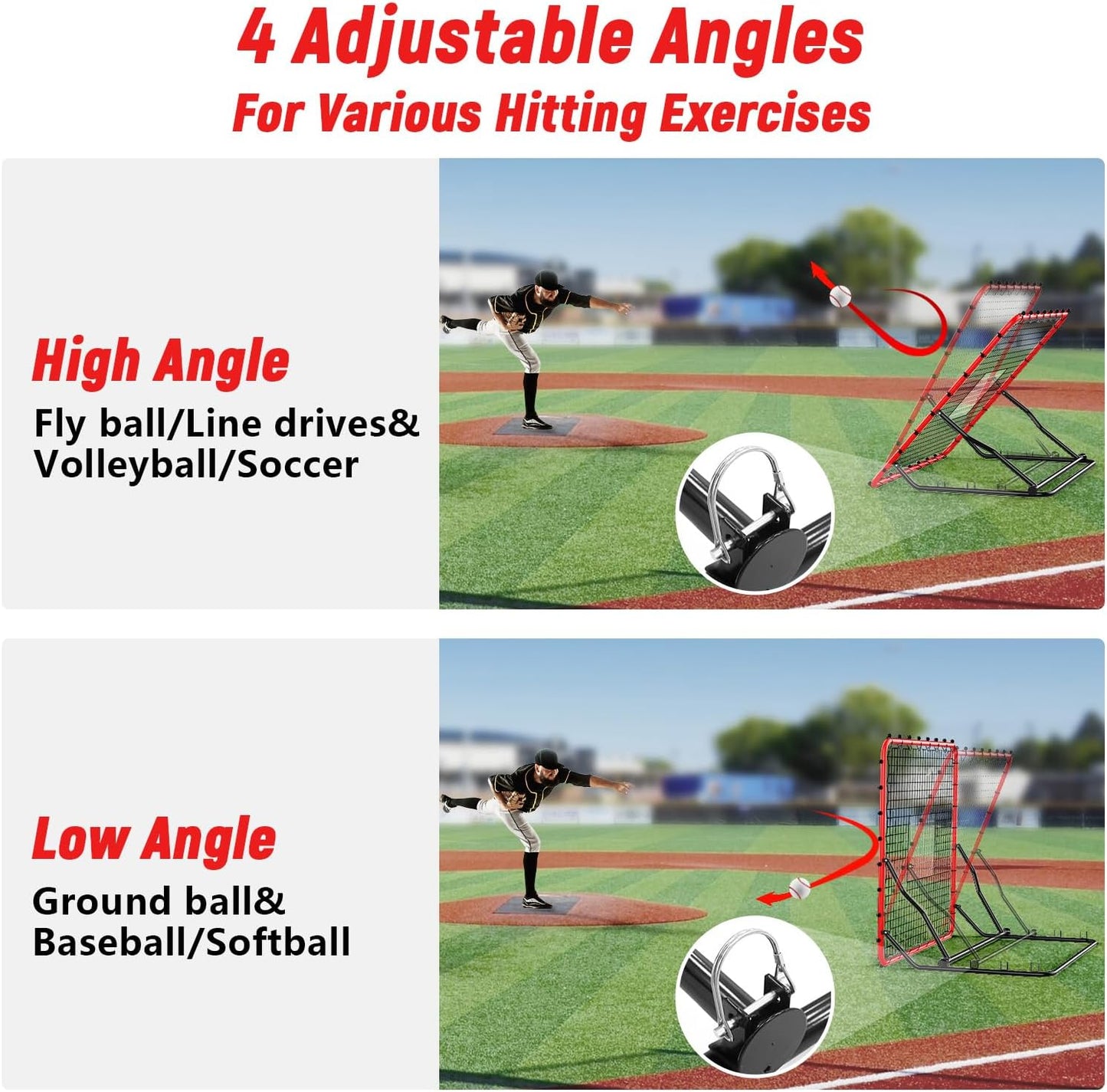 Baseball Rebounder with 4 Adjustable Angles