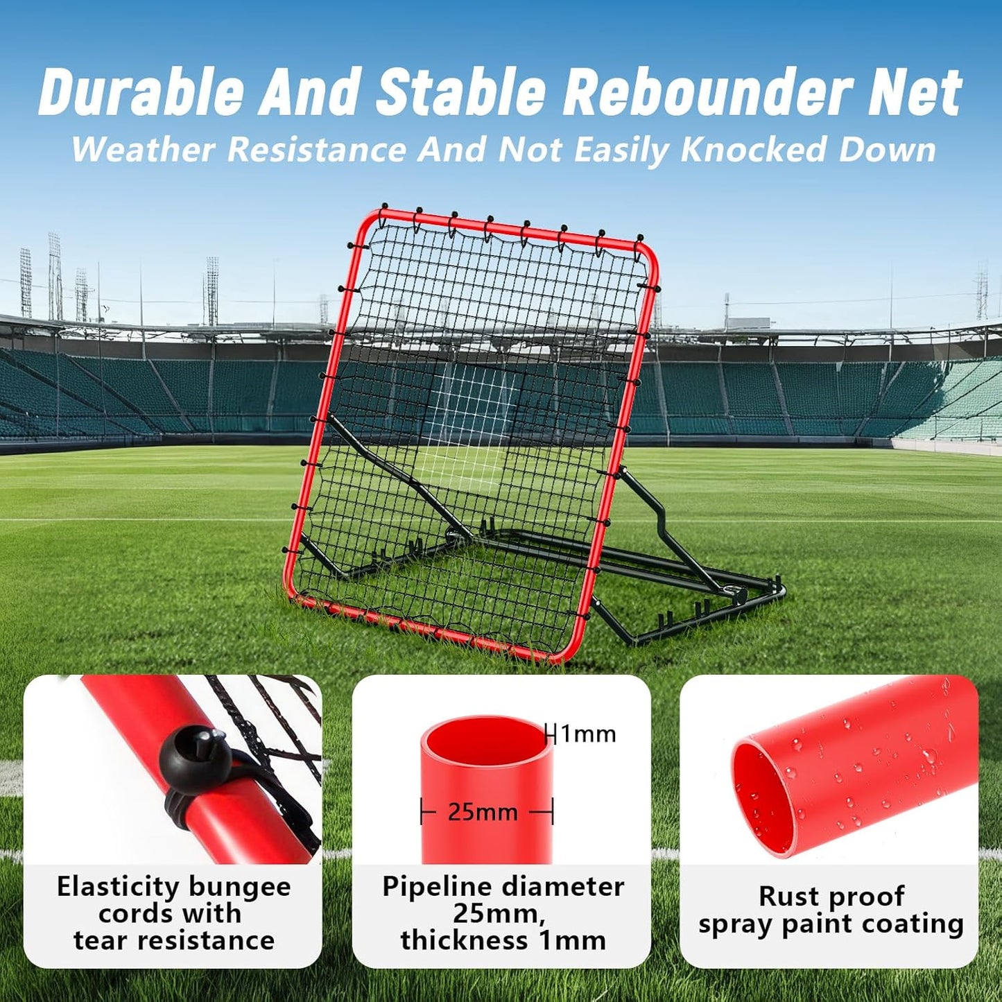 Baseball Rebounder with 4 Adjustable Angles